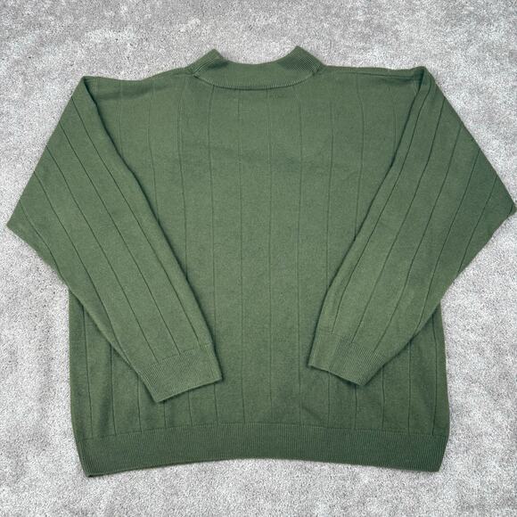 Vtg Ribbed Mockneck Sweater Green Knit Soft Milano Womens 90s Size 18/20 - Picture 3 of 4